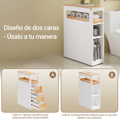 SoBuy | Nischenregal mit 3 Schubladen | Küchenregal schmales | Nischenwagen | BZR54-IV-WN