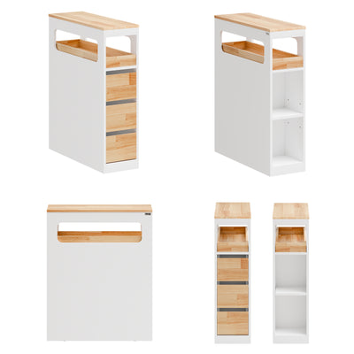 SoBuy | Nischenregal mit 3 Schubladen | Küchenregal schmales | Nischenwagen | BZR54-IV-WN