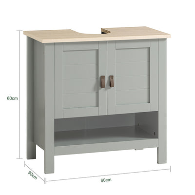 SoBuy | Waschbeckenunterschrank | Badschrank | Waschtisch Hellgrau | BZR69-HG