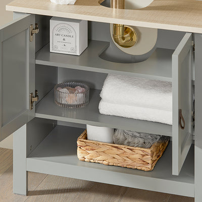 SoBuy | Waschbeckenunterschrank | Badschrank | Waschtisch Hellgrau | BZR69-HG