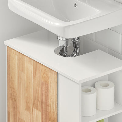 SoBuy | Waschbeckenunterschrank | Waschtisch | Badschrank Weiß-Natur | BZR75-W