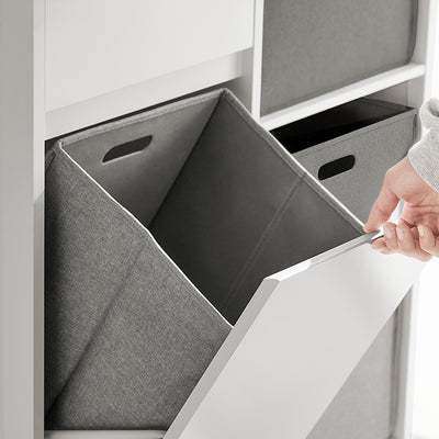 SoBuy | Wäscheschrank | Wäschesammler | Wäschekorb | Badezimmerschrank Weiß | BZR77-W