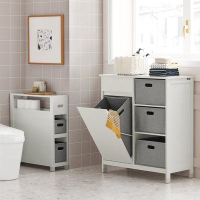 SoBuy | Nischenregal mit 2 Körben | Küchenregal | Badezimmerregal Weiß | BZR83-W