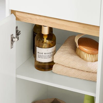 Vorverkauf | SoBuy | Bad Hochschrank | Badschrank mit 2 Türen | Badregal | Badezimmermöbel | Weiß | BZR80-W