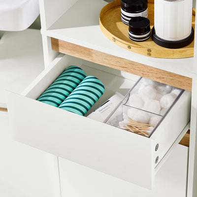 Vorverkauf | SoBuy | Bad Hochschrank | Badschrank mit 2 Türen | Badregal | Badezimmermöbel | Weiß | BZR80-W