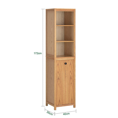 SoBuy | Badschrank schmal mit Wäschesack | Hochschrank | Badregal | Natur | BZR95-N