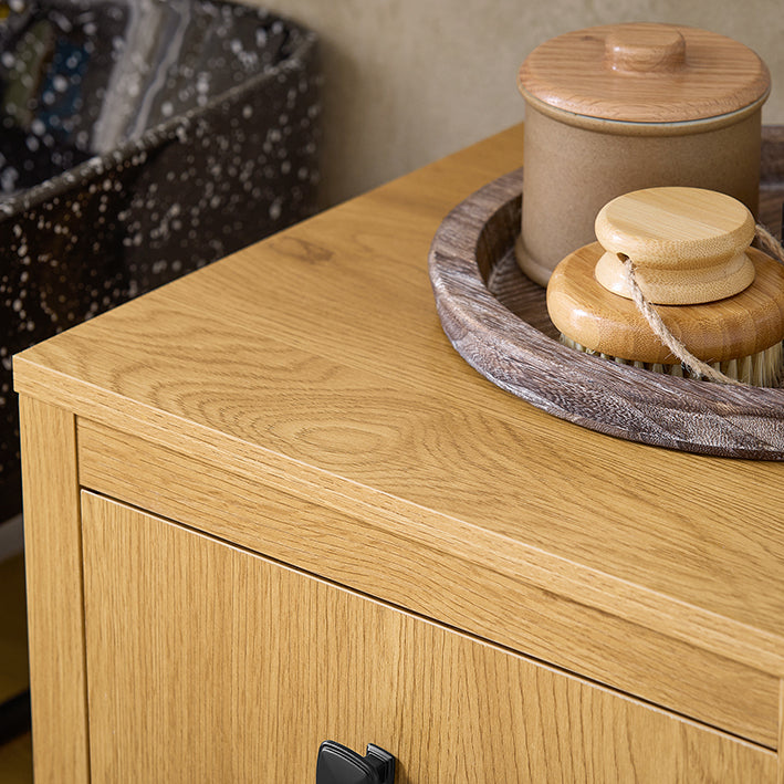 SoBuy | Wäscheschrank mit Wäschetruhe | Wäschesammler | Badschrank | Wäschesack | Dunkelnatur | BZR96-SN