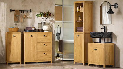 SoBuy | Wäscheschrank mit Wäschetruhe | Wäschesammler | Badschrank | Wäschesack | Dunkelnatur | BZR96-SN