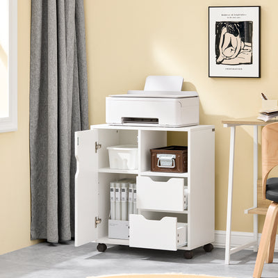 SoBuy | Druckertisch mit Schublade | Beistelltisch | Couchtisch Weiß | FBT105-W