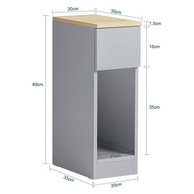 SoBuy Nachttisch schmal | mit Schublade | Hellgrau 20x60x35cm | FBT111-HG