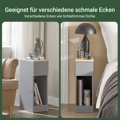 SoBuy Nachttisch schmal | mit Schublade | Hellgrau 20x60x35cm | FBT111-HG