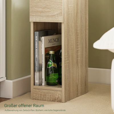 SoBuy | Nachttisch 2er Set schmal | mit Schublade Natur | FBT111-Nx2