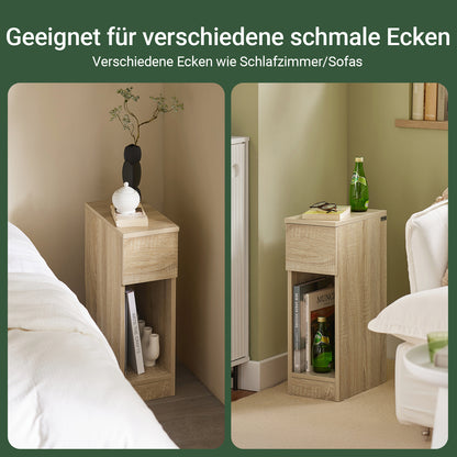SoBuy Nachttisch schmal | mit Schublade Natur | 20x60x35cm | FBT111-N