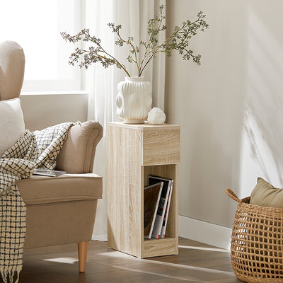 SoBuy | Nachttisch 2er Set schmal | mit Schublade Natur | FBT111-Nx2