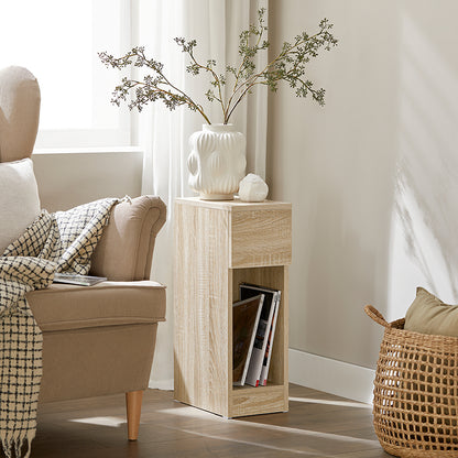 SoBuy Nachttisch schmal | mit Schublade Natur | 20x60x35cm | FBT111-N