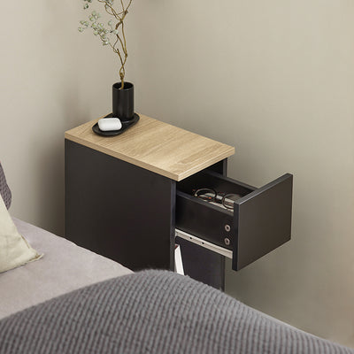 SoBuy | Nachttisch 2er Set schmal | Beistelltisch mit Schublade | Schwarz 20x60x35cm | FBT111-SCHx2