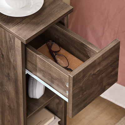 SoBuy | Nachttisch schmal Beistelltisch | mit Schublade Braun | 20x60x35cm | FBT111-SN
