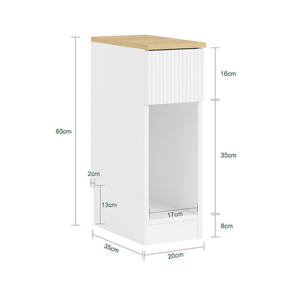SoBuy | Nachttisch schmal | mit Wellen-Design-Schublade | Weiß | 20x60x35cm | FBT111-W