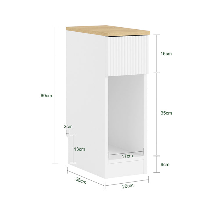 SoBuy | Nachttisch schmal | mit Wellen-Design-Schublade | Weiß | 20x60x35cm | FBT111-W