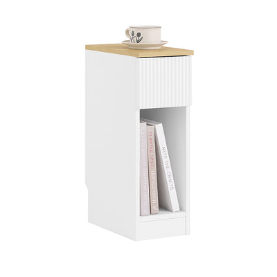 SoBuy | Nachttisch schmal | mit Wellen-Design-Schublade | Weiß | 20x60x35cm | FBT111-W