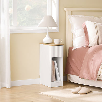 SoBuy | Nachttisch schmal | mit Wellen-Design-Schublade | Weiß | 20x60x35cm | FBT111-W
