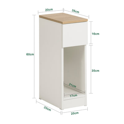 SoBuy 2er Set Nachttisch schmal mit Schublade Weiß 20x60x35cm FBT111-WNx2