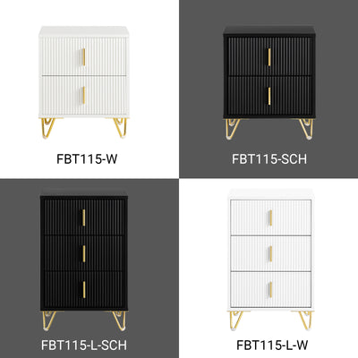 SoBuy | Nachttisch 2er Set Schwarz | mit 2 Schubladen | FBT115-SCHx2