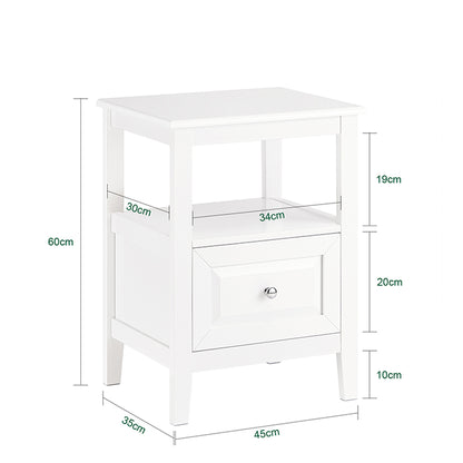 SoBuy | Nachttisch | Beistelltisch mit 1 Schublade | Sofatisch | Weiß | FBT131-W