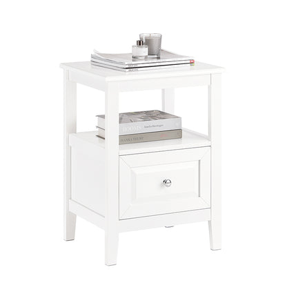 SoBuy | Nachttisch | Beistelltisch mit 1 Schublade | Sofatisch | Weiß | FBT131-W