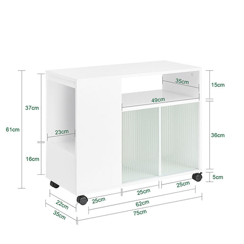 SoBuy | Aktenschrank | Aktenschrankwagen | Druckertisch | Rollcontainer | Weiß | FBT142-W