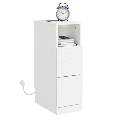 SoBuy Nachttisch schmal 20cm breit mit 2 Schubladen Platzsparender Weiß FBT149-E-WG