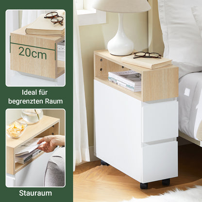 SoBuy | Nachttisch | Badrollwagen | Nischenregal | Boxspringbett | schmal Beistelltisch | FBT155-WN