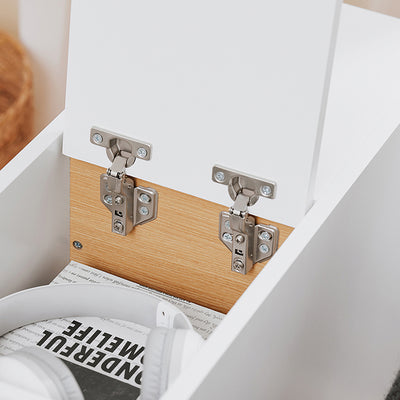 SoBuy | Nachttisch mit Schublade | Couchtisch | Sofatisch | Beistelltisch | Weiß/Natur | FBT161-WN