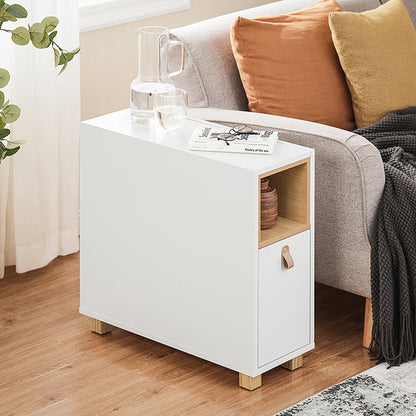 SoBuy | Nachttisch mit Schublade | Couchtisch | Sofatisch | Beistelltisch | Weiß/Natur | FBT161-WN