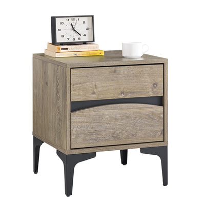 SoBuy Nachttisch Nachtschrank mit 2 Schubladen Natur 40×40×47 cm FBT165-N