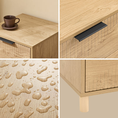 SoBuy Nachttisch Nachtschrank mit 2 Schubladen Natur B40 x T42 x H47 cm FBT166-N