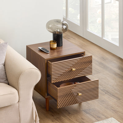 SoBuy | Vintage Nachttisch | Beistelltisch | mit 2 Schubladen | Braun | B45 × T40 × H58 cm | FBT170-N