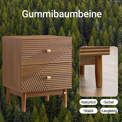 SoBuy | Vintage Nachttisch | Beistelltisch | mit 2 Schubladen | Braun | B45 × T40 × H58 cm | FBT170-N