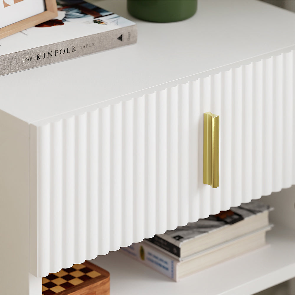 SoBuy Nachttisch hängend mit Sensorlicht und Schublade Weiß FBT176-E-W