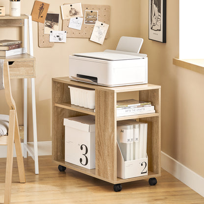 SoBuy | Beistelltisch mit Rollen | Druckertisch | Couchtisch Holz | FBT34-N