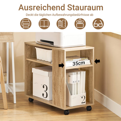 SoBuy | Beistelltisch mit Rollen | Druckertisch | Couchtisch Holz | FBT34-N