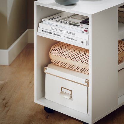 SoBuy | Beistelltisch mit Rollen | Druckertisch | Couchtisch Weiß | FBT34-W