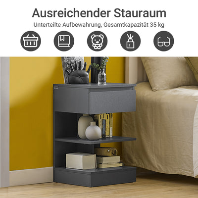 SoBuy | 2er Set Nachttisch schmal | Beistelltisch | Kommode Grau | FBT49-HGx2