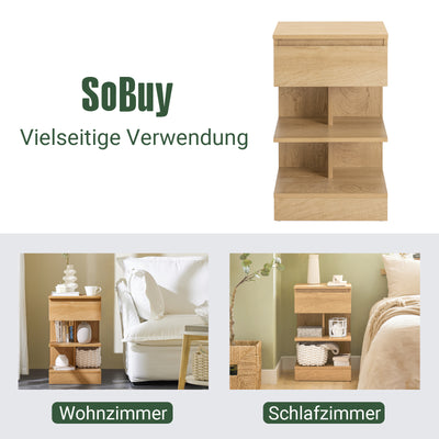 SoBuy | Nachttisch | Nachtschrank | Beistelltisch | Kommode Natur | FBT49-N