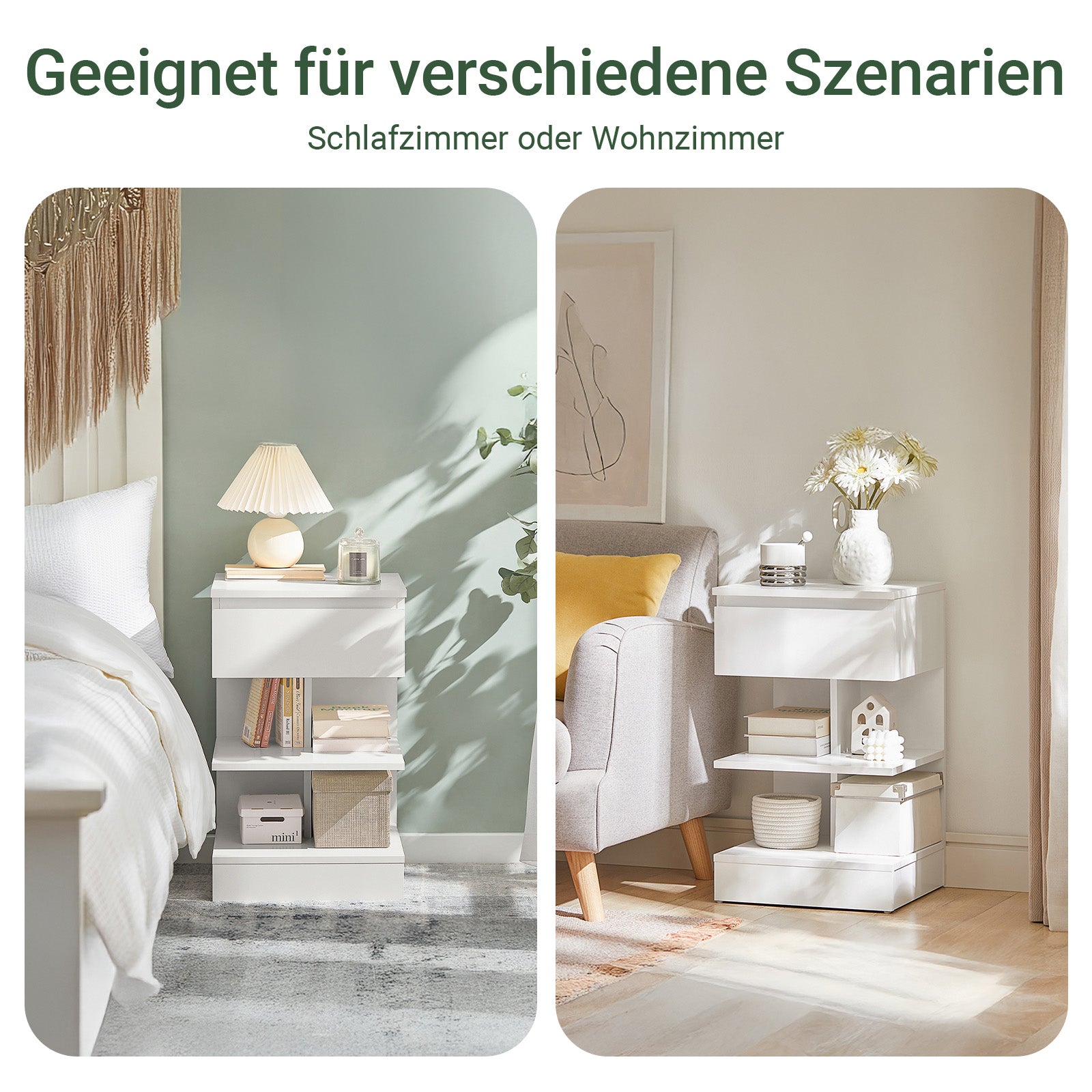 SoBuy | Nachttisch | Fürs Schlafzimmer | Beistelltisch | Kommode Weiß | FBT49-W