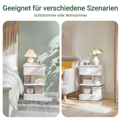 SoBuy | Nachttisch | Fürs Schlafzimmer | Beistelltisch | Kommode Weiß | FBT49-W