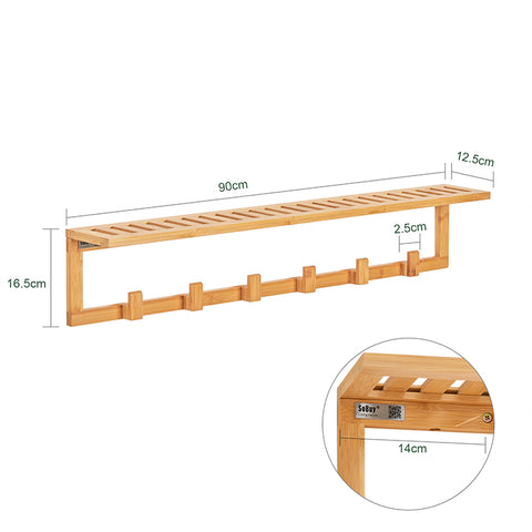 SoBuy | Wandgarderobe mit 6 Kleiderhaken | Flurgarderobe Bambus | FHK06-N