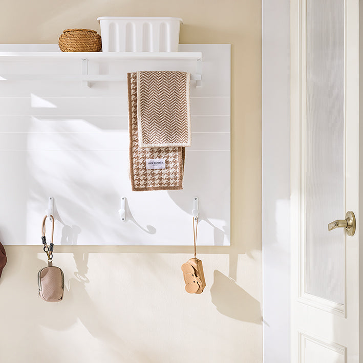 SoBuy | Wandgarderobe | Flurgarderobe | Kleiderhaken | Hängeregal Weiß | FHK36-W