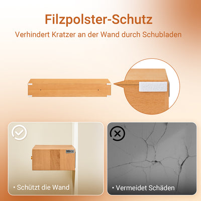 SoBuy | Schweberegal mit 2 Schubladen | Wandschublade | Wandregal | Natur | FHK37-N