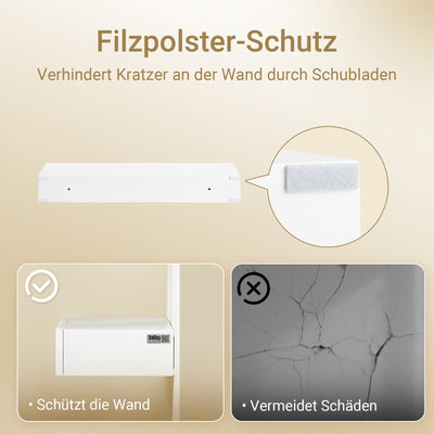 SoBuy | Schweberegal | mit Schublade | LED-Bewegungssensor-Licht | Wandschublade Weiß | FHK38-W